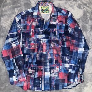 Robert Graham Patchwork Plaid Shirt Men’s 2XL Long Sleeve Button Down